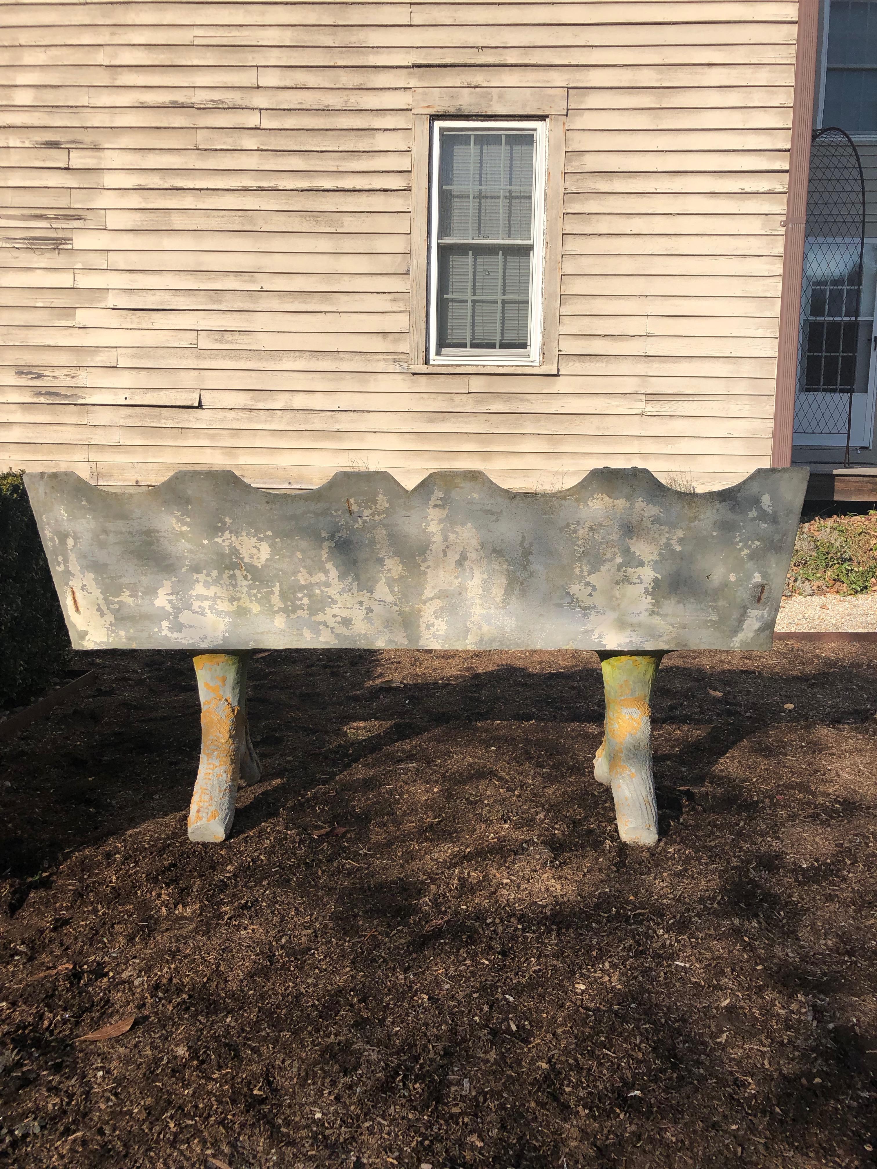 painted concrete bench