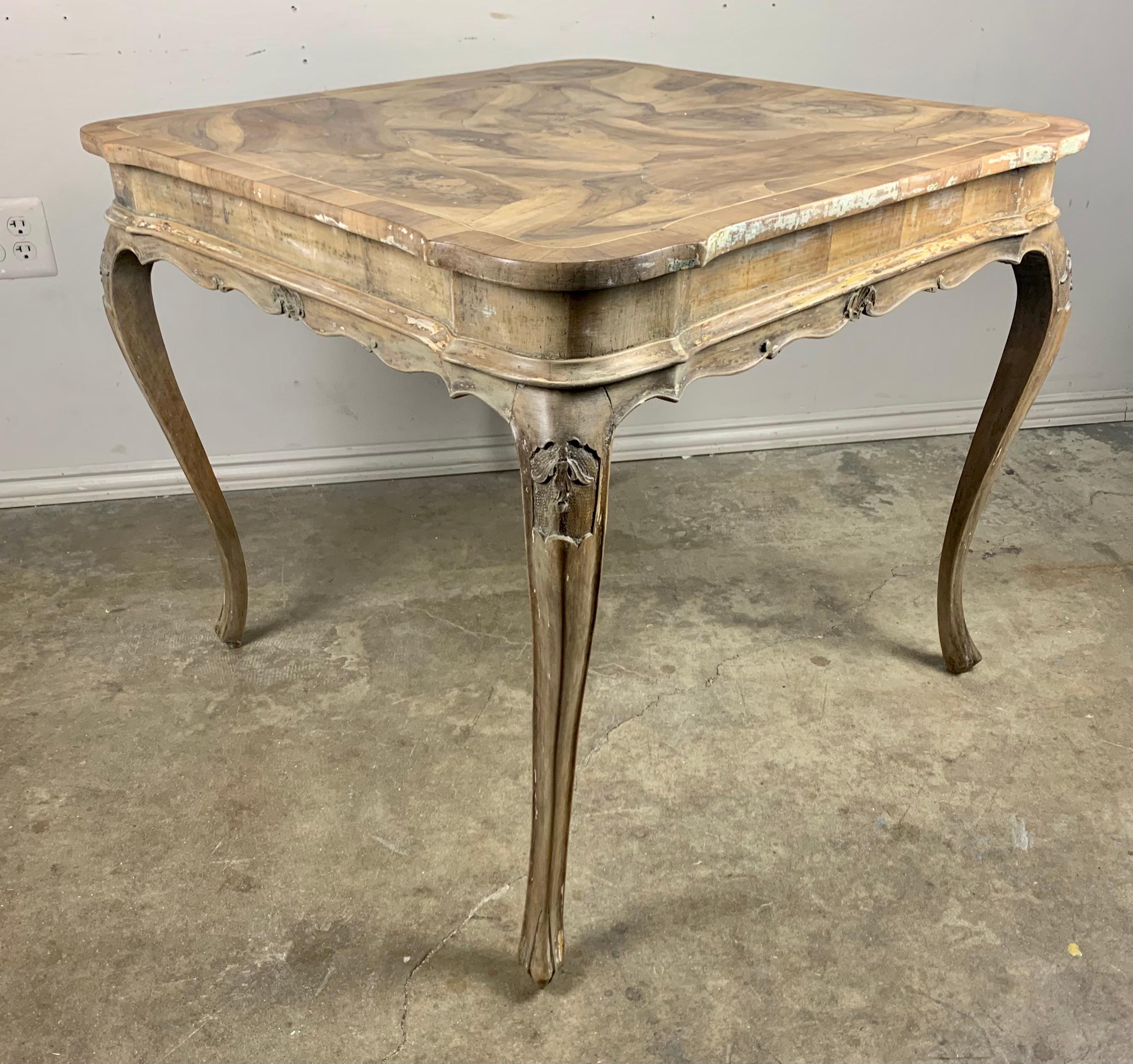 French Scalloped Game Table with Walnut Oyster Veneered Top 3