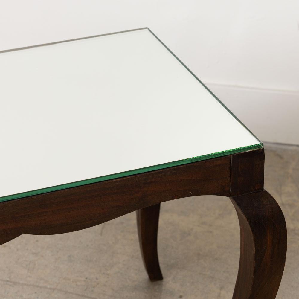 French Scalloped Wood and Mirror Table For Sale 7
