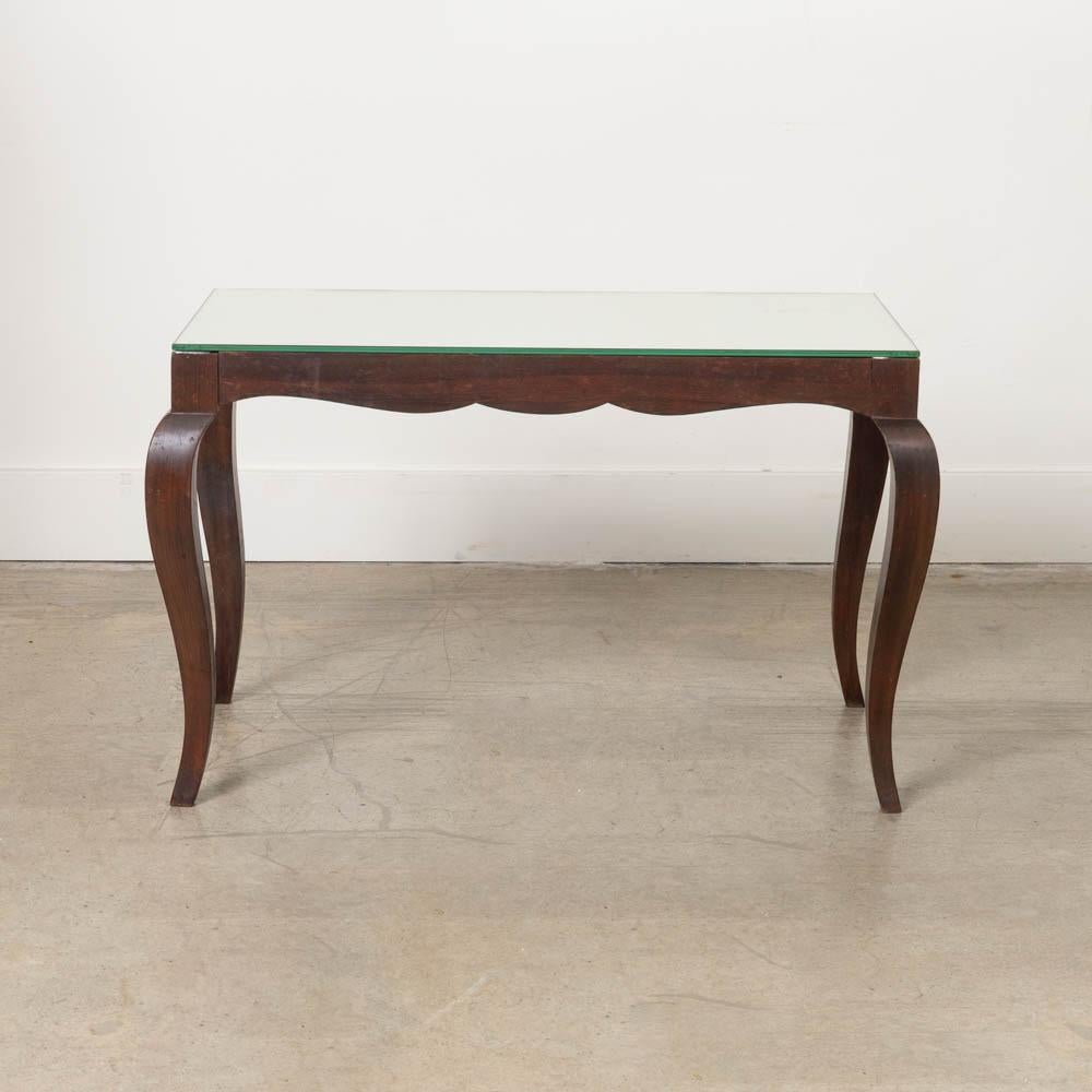 20th Century French Scalloped Wood and Mirror Table For Sale