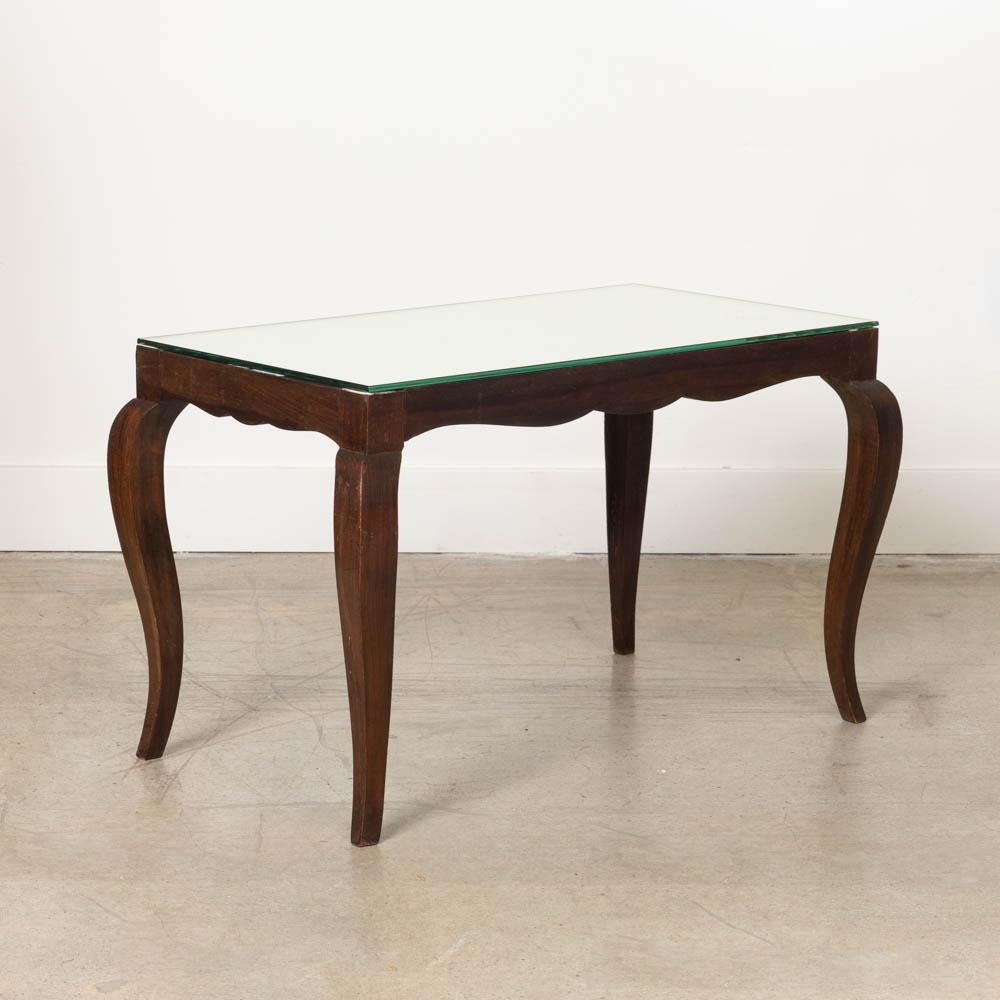 French Scalloped Wood and Mirror Table For Sale 1