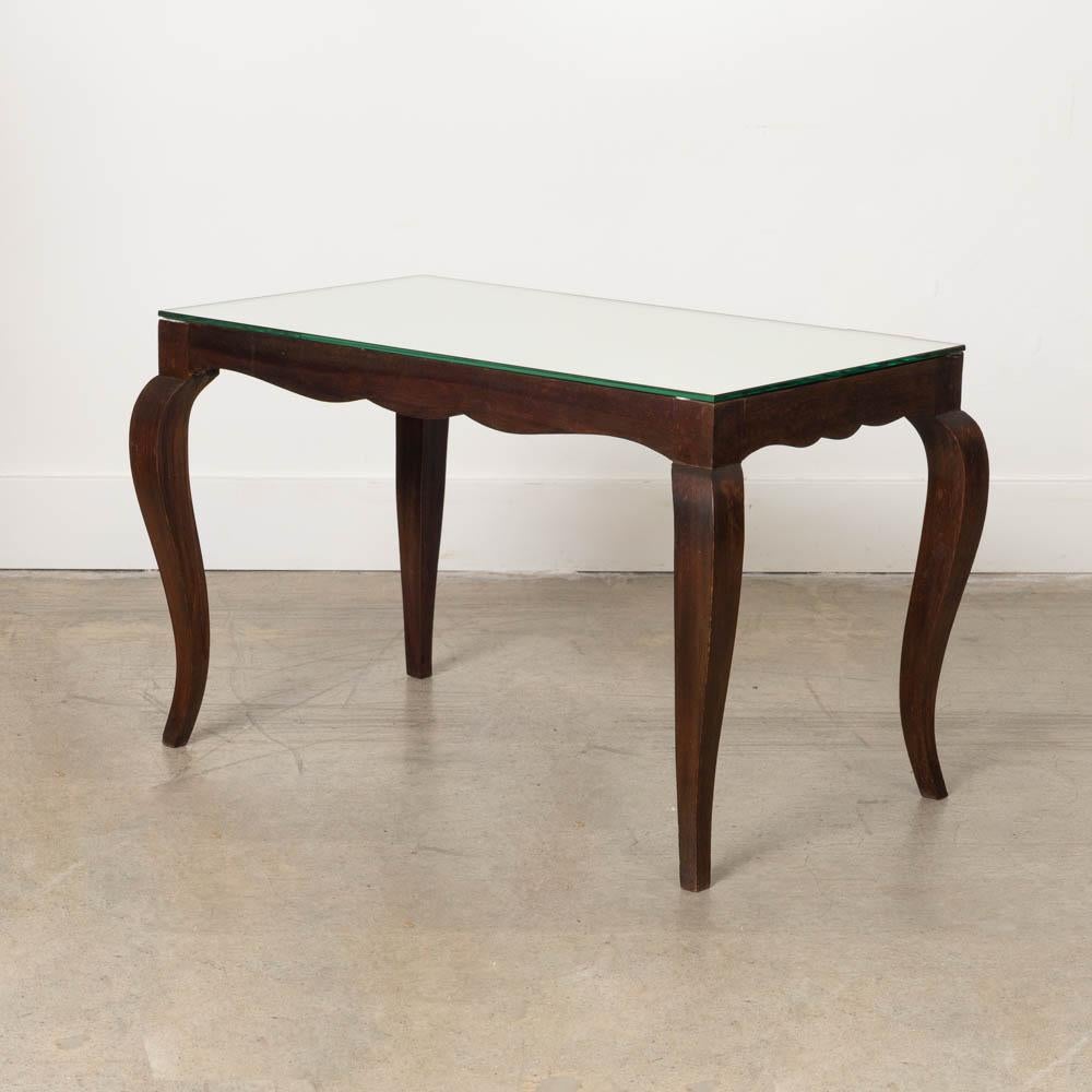 French Scalloped Wood and Mirror Table For Sale 3