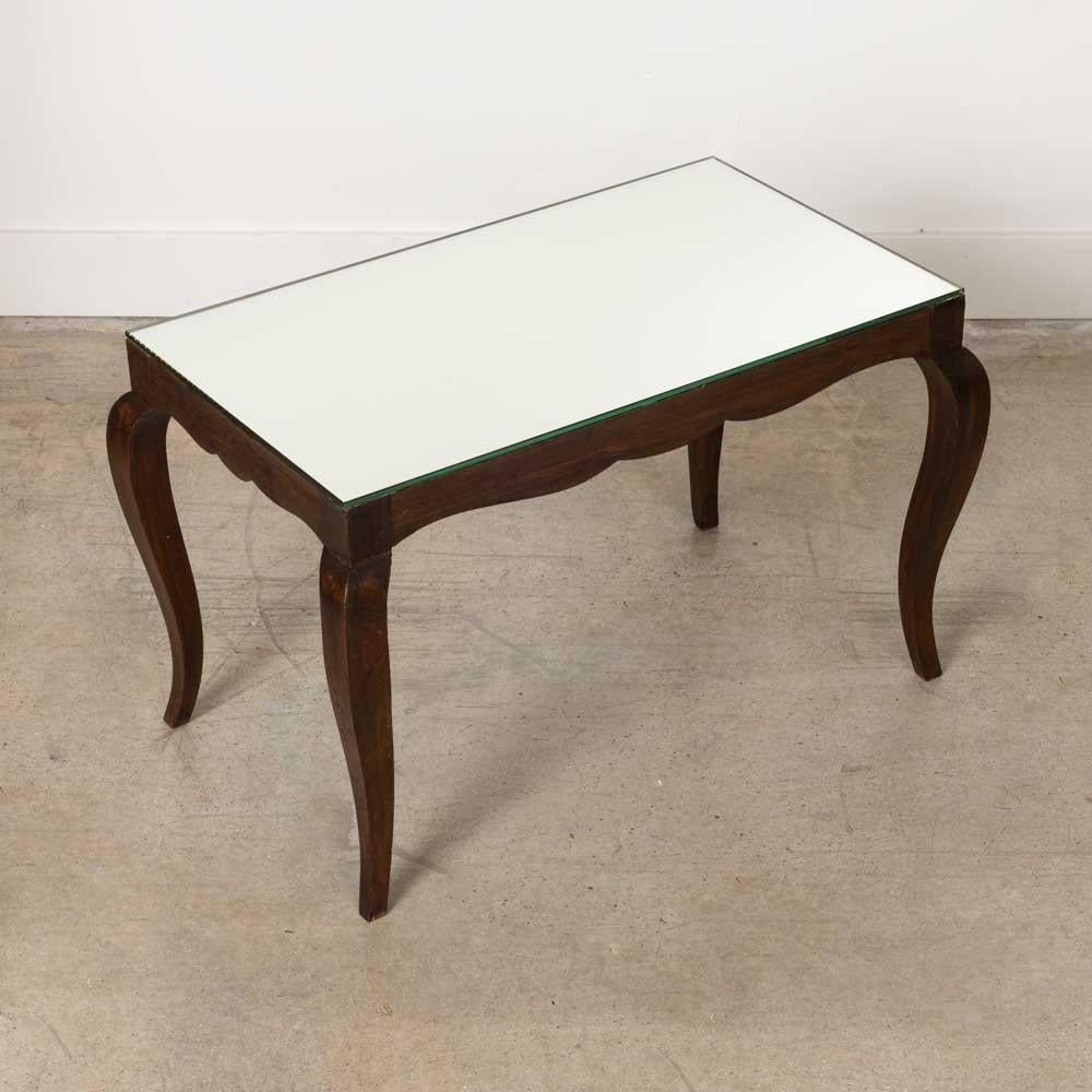 French Scalloped Wood and Mirror Table For Sale 4