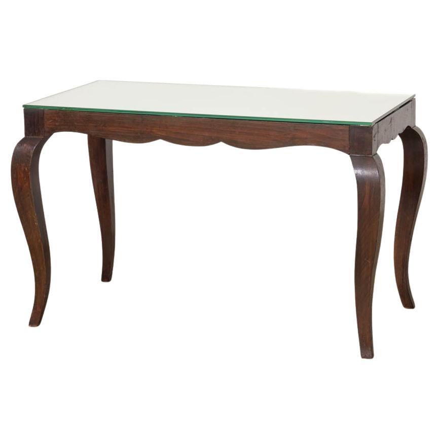 French Scalloped Wood and Mirror Table For Sale