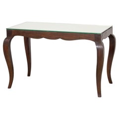 French Scalloped Wood and Mirror Table