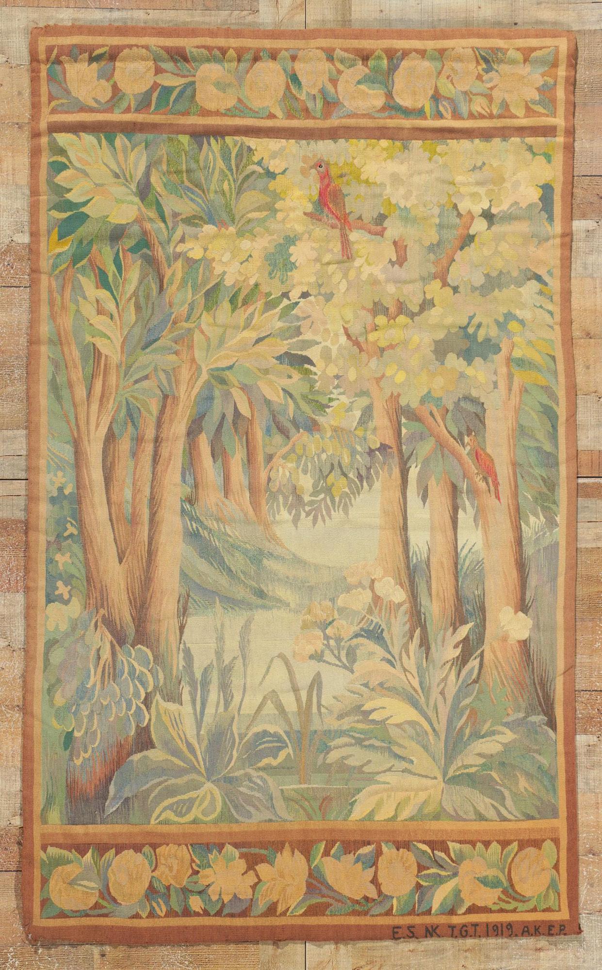 French Scandinavian Antique Verdure Tapestry, Signed NK for Nordiska Kompaniet For Sale 2