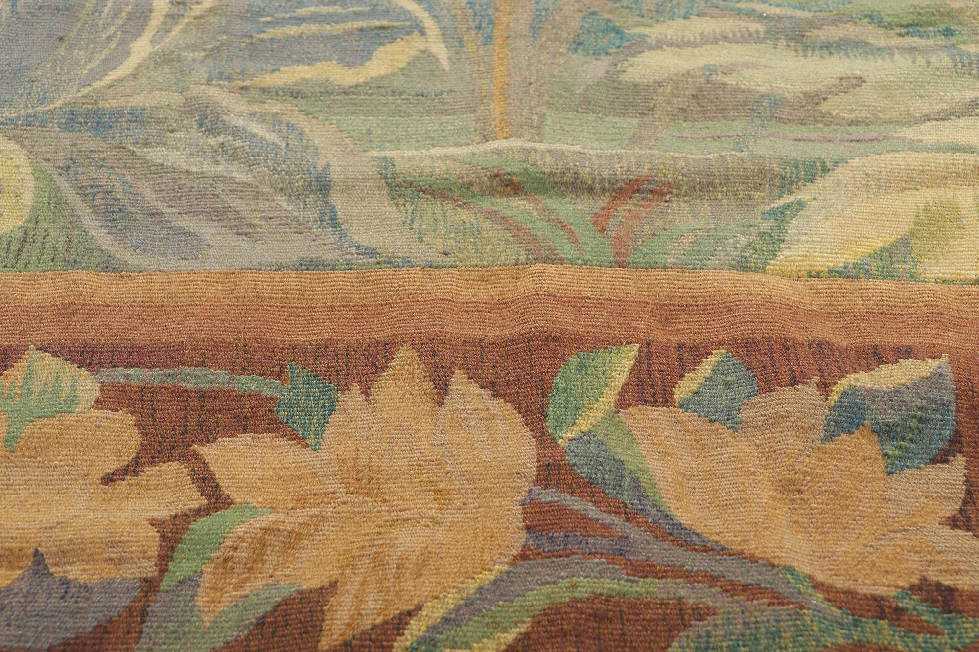 Hand-Woven French Scandinavian Antique Verdure Tapestry, Signed NK for Nordiska Kompaniet For Sale