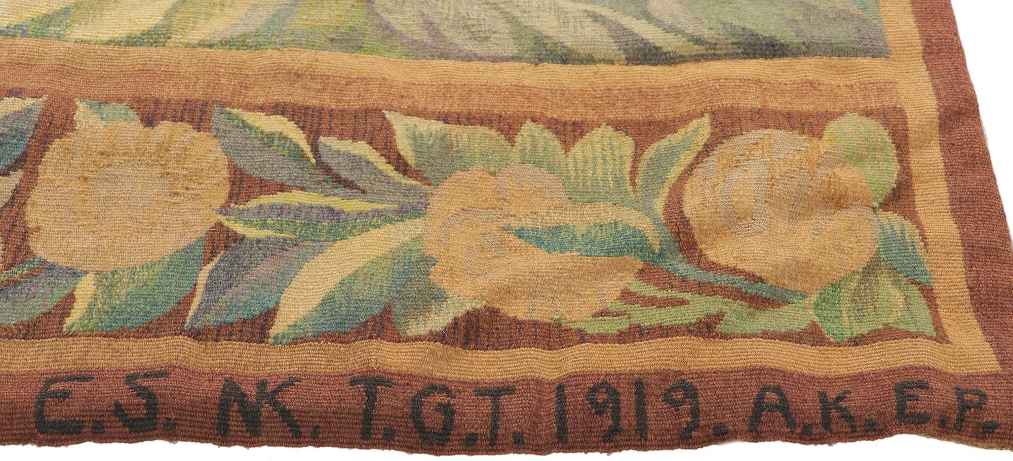French Scandinavian Antique Verdure Tapestry, Signed NK for Nordiska Kompaniet In Good Condition For Sale In Dallas, TX