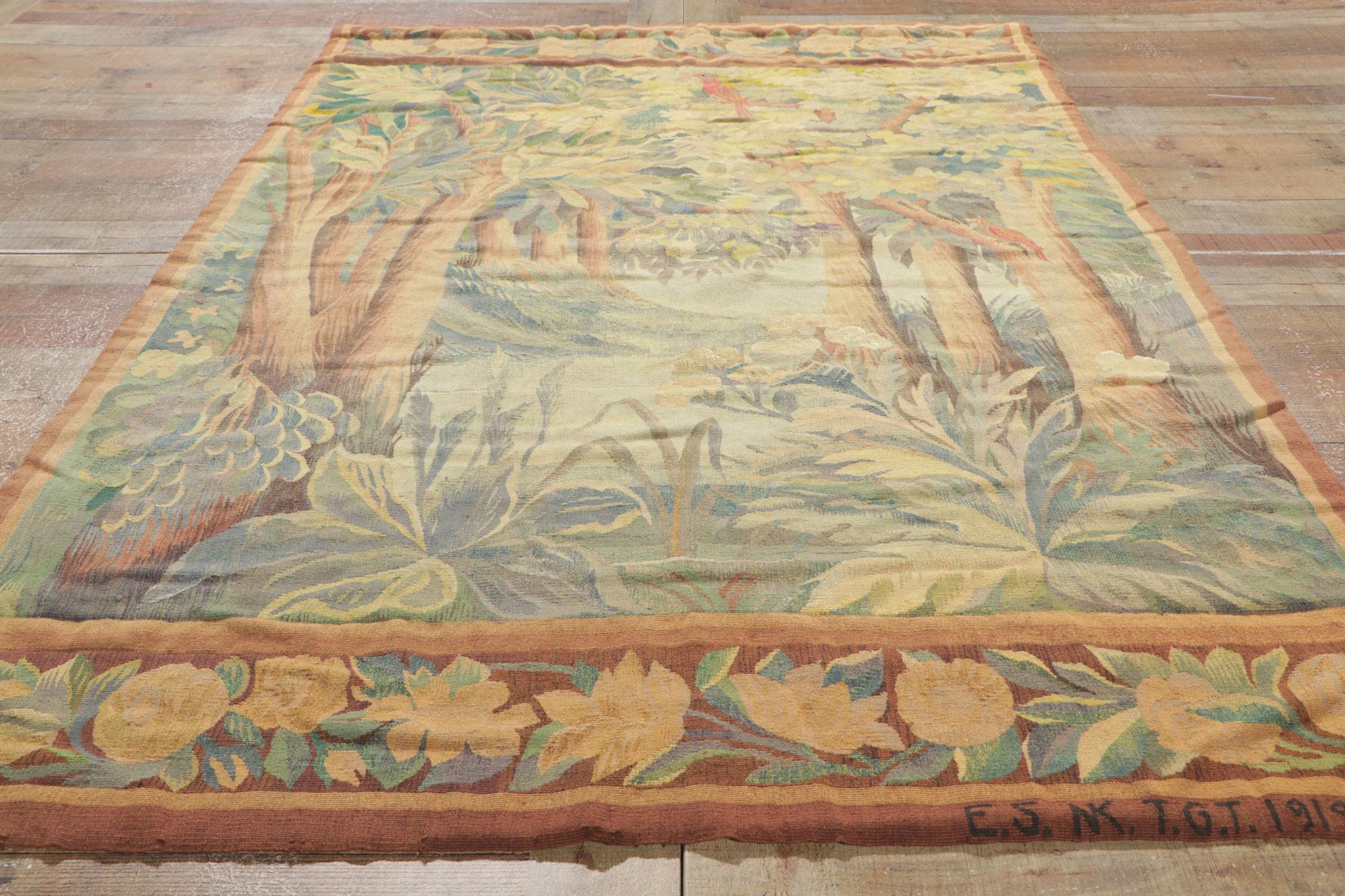 French Scandinavian Antique Verdure Tapestry, Signed NK for Nordiska Kompaniet For Sale 1