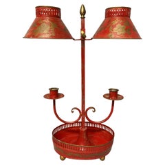 Vintage French Scarlet Painted Tole Desk Lamp