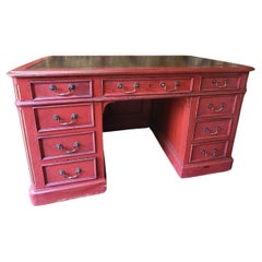French scarlet pedestal desk