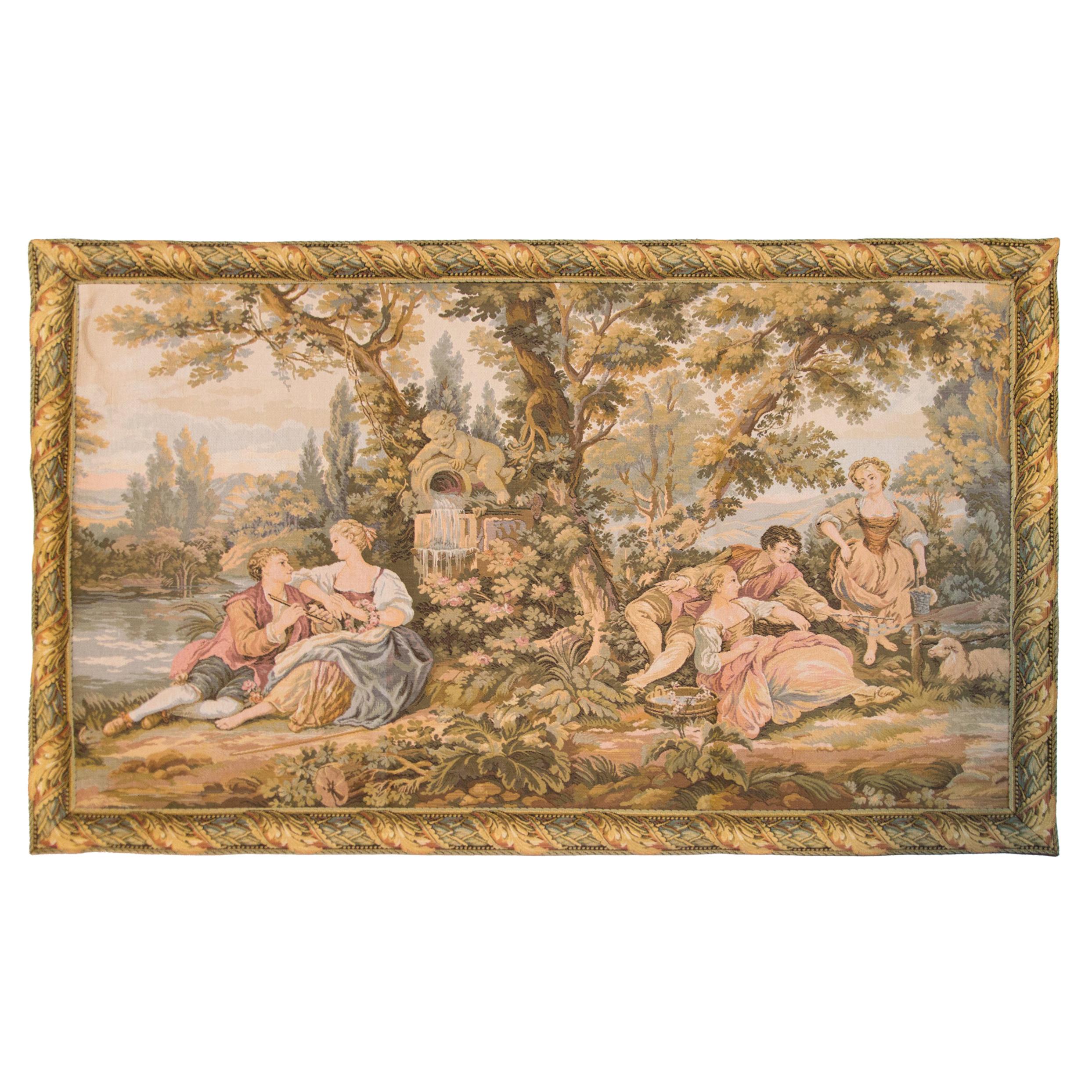 French Scenic Tapestry Wall Hanging For Sale