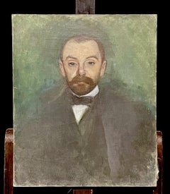 1900er französische postimpressionistische OILAINTING-Porträt eines berittenen Mannes