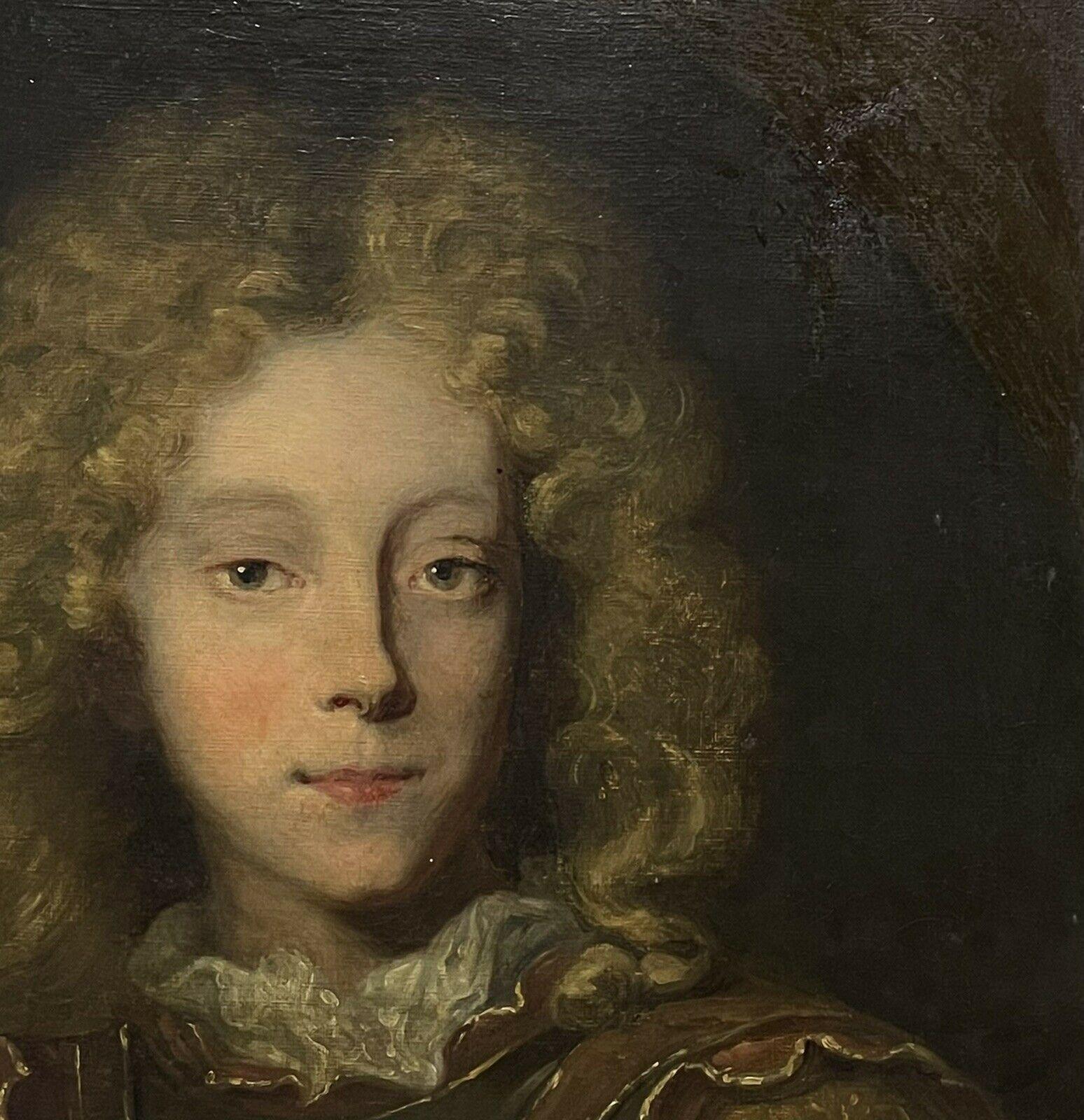 Antique French Oil Portrait of a Young Nobleman/ Prince - Black Figurative Painting by Unknown