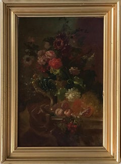 18th Century French Classical Still Life Flowers, Red Currants 
Pomegranates