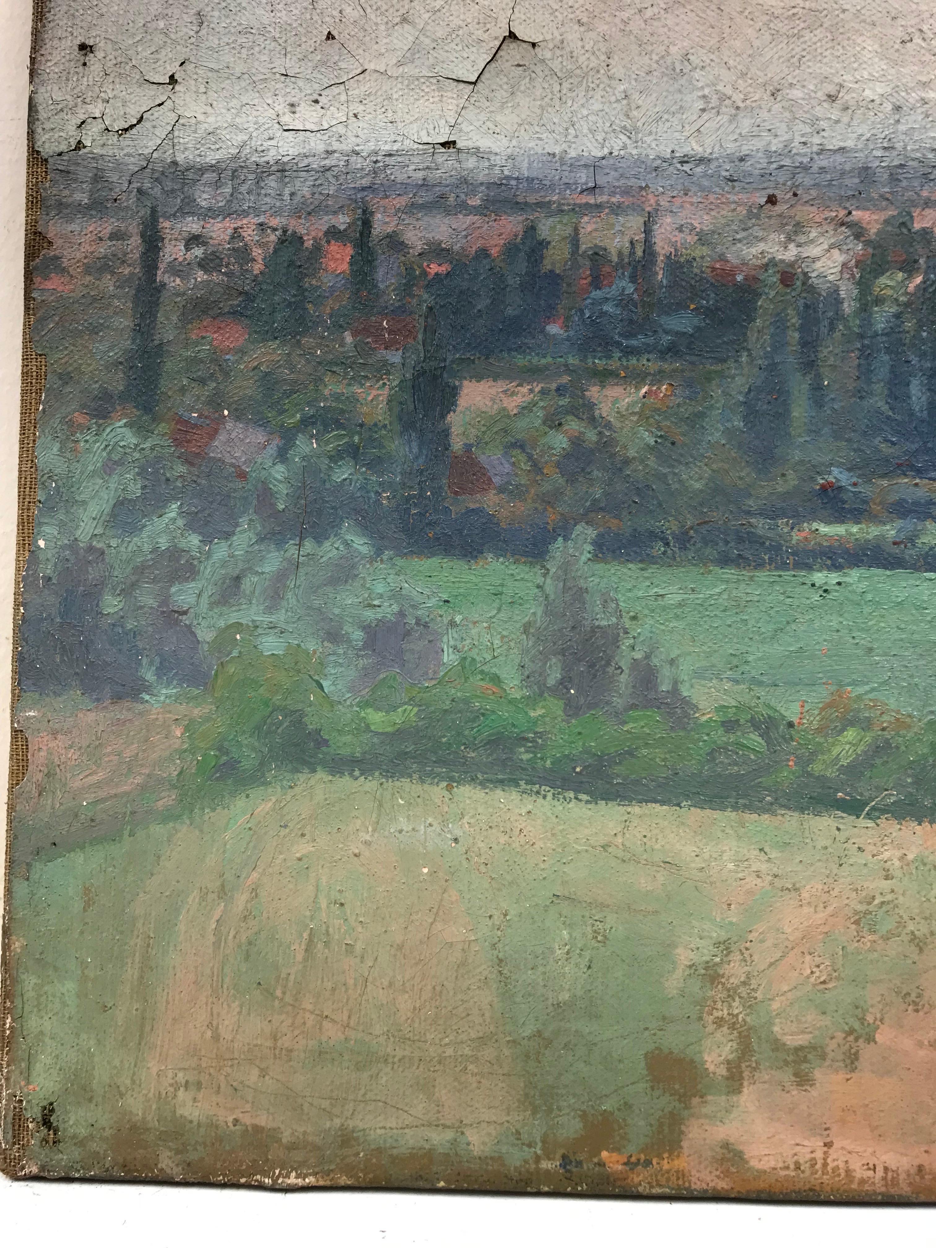 Artista/ Escuela: Escuela Impresionista Francesa, principios de 1900

Título: La aldea francesa

Técnica: Óleo sobre lienzo, sin enmarcar

Tamaño:

lienzo: 13 x 16 pulgadas

Procedencia: colección privada, Francia

Estado: El cuadro está en estado