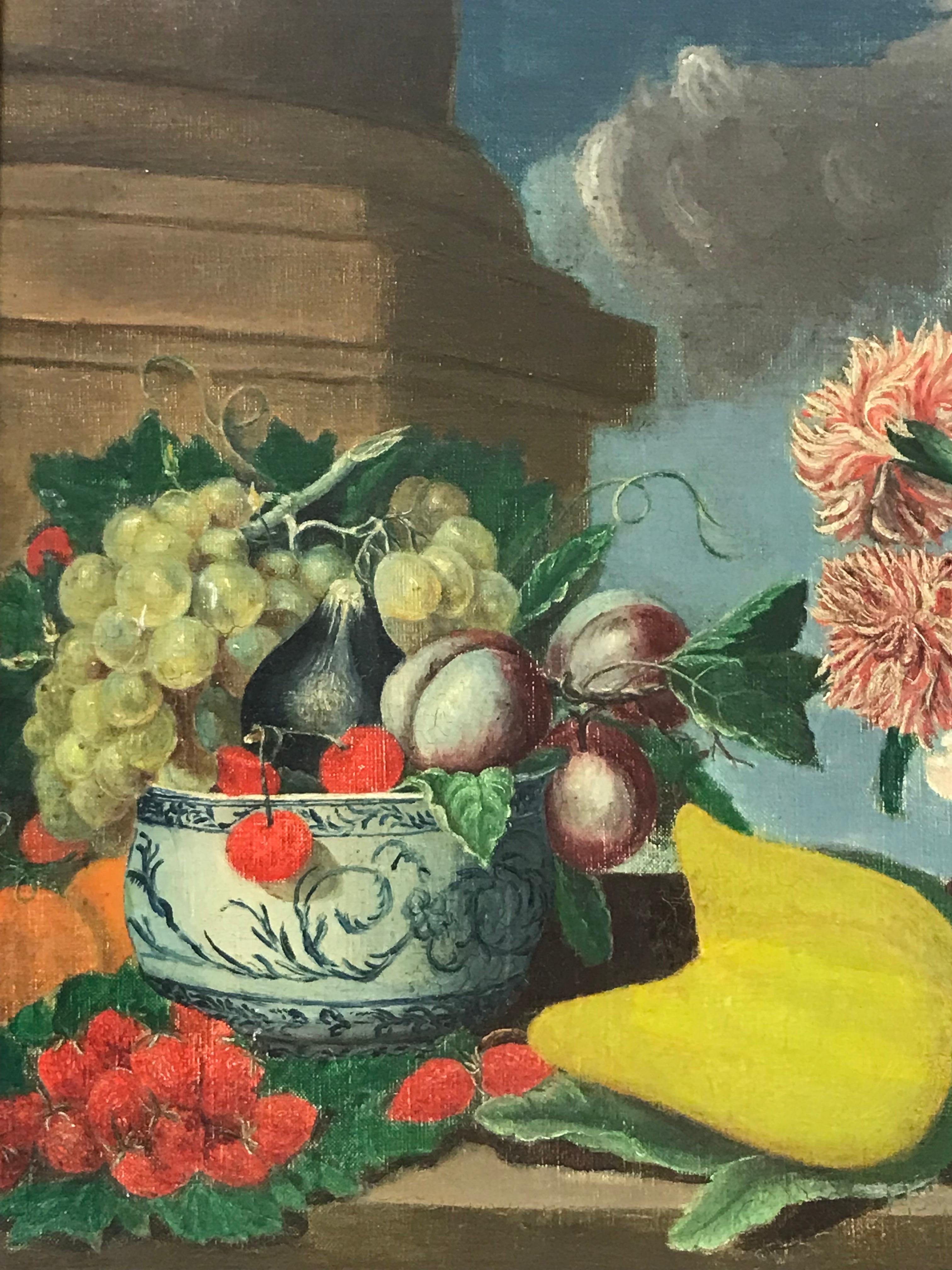 Klassisches französisches Stillleben des 19. Jahrhunderts mit Blumen und Blumenornamenten, ideale Inneneinrichtung  (Alte Meister), Painting, von French School