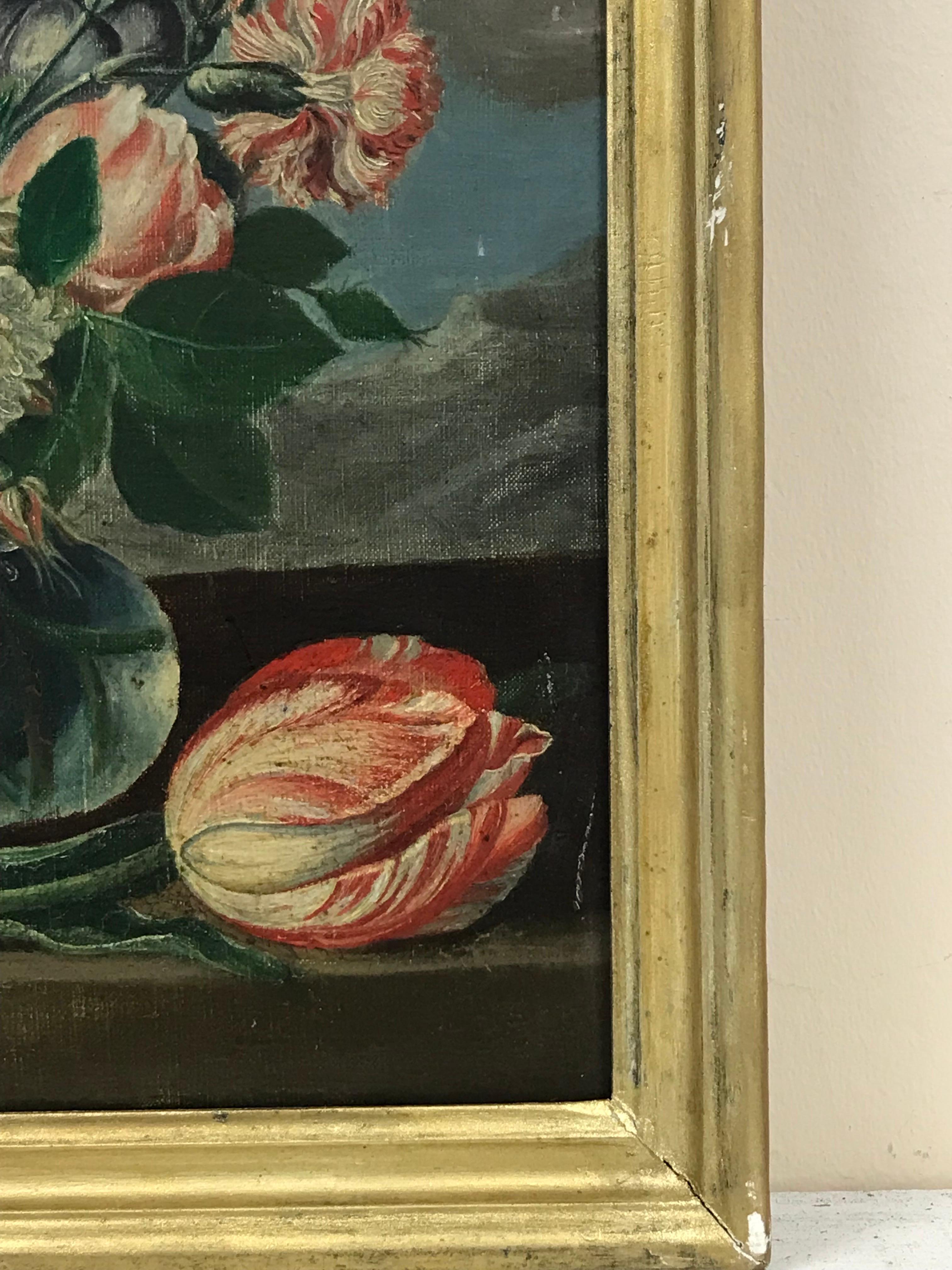 Klassisches französisches Stillleben des 19. Jahrhunderts mit Blumen und Blumenornamenten, ideale Inneneinrichtung  (Schwarz), Still-Life Painting, von French School