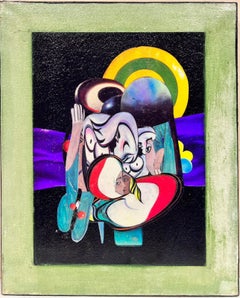 Collage abstracto francés del siglo XX Pintura mixta Retrato abstracto