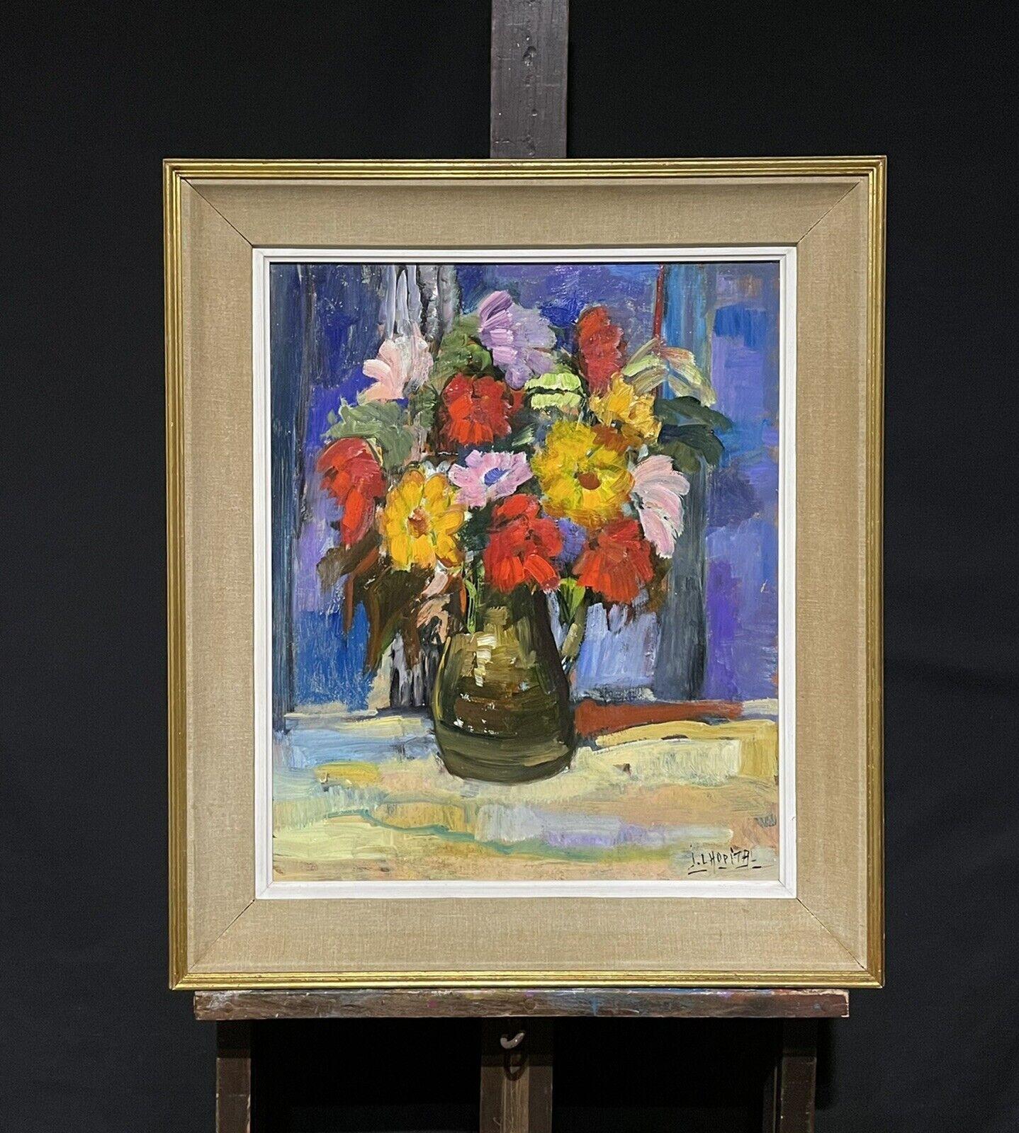 Bright & Cheerful French Post-Impressionist Signed Oil - Flowers in Vase 
