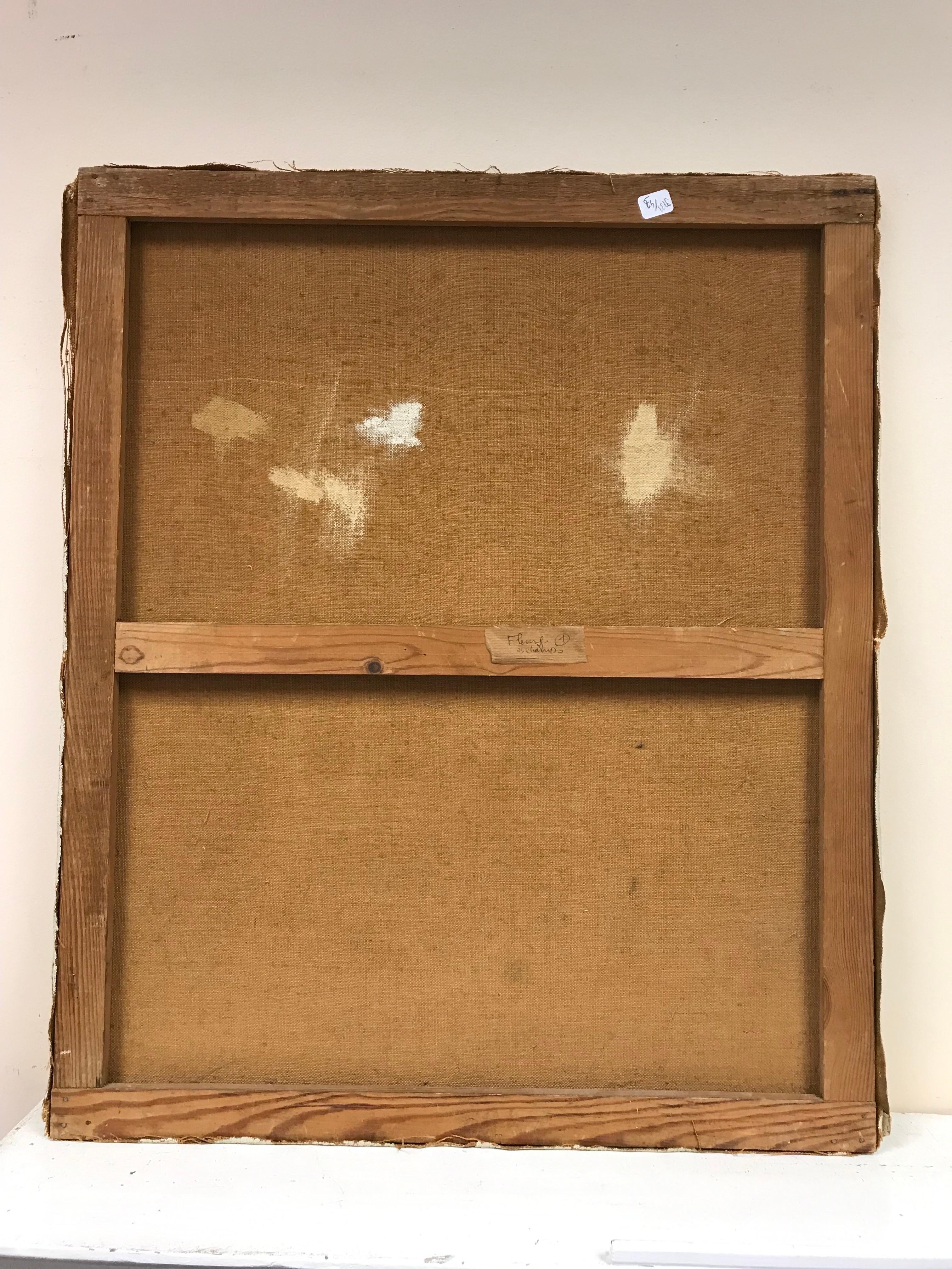 Pittura a olio firmata francese di grandi dimensioni della metà del XX secolo - Fiori estivi in vaso in vendita 4