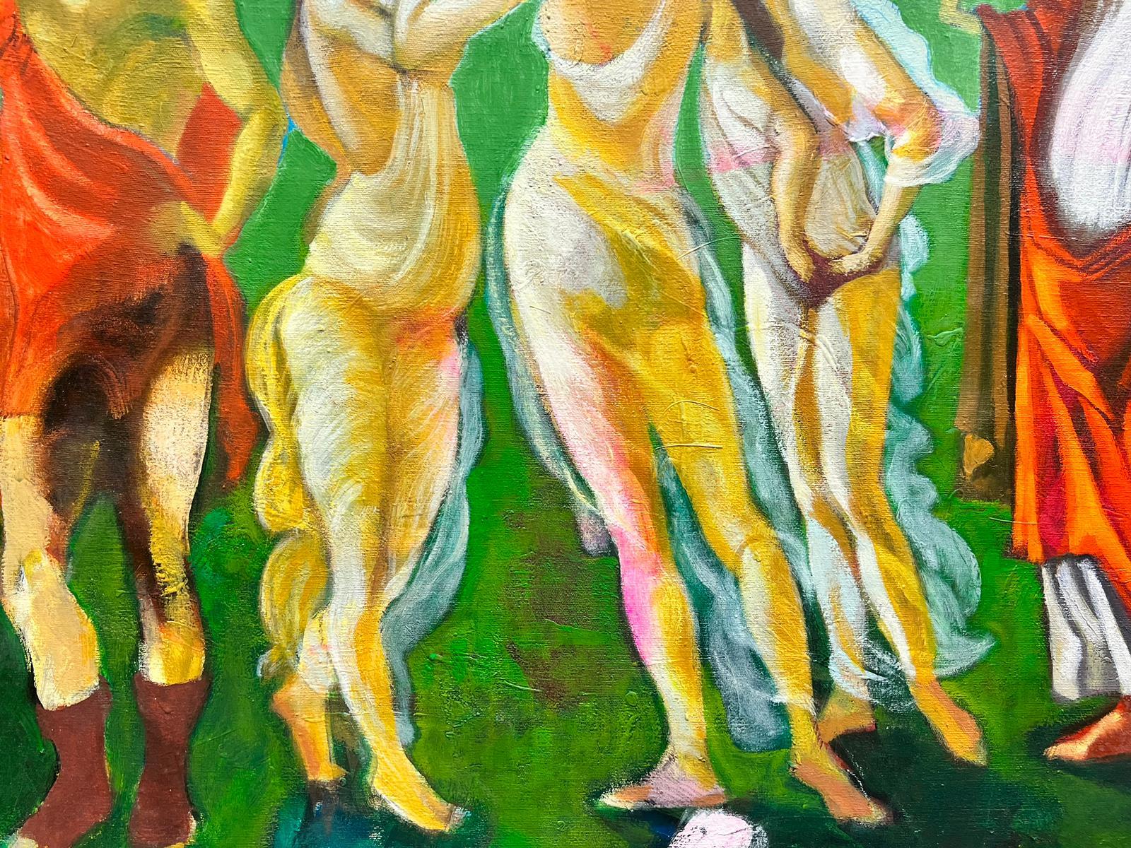 Contemporary Abstract Oil Painting Classical Figures in Robes, Chilean Artist For Sale 1