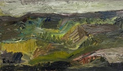 French Expressionist Sludgy Green & Brown Landscape Very Thick Oil Impasto