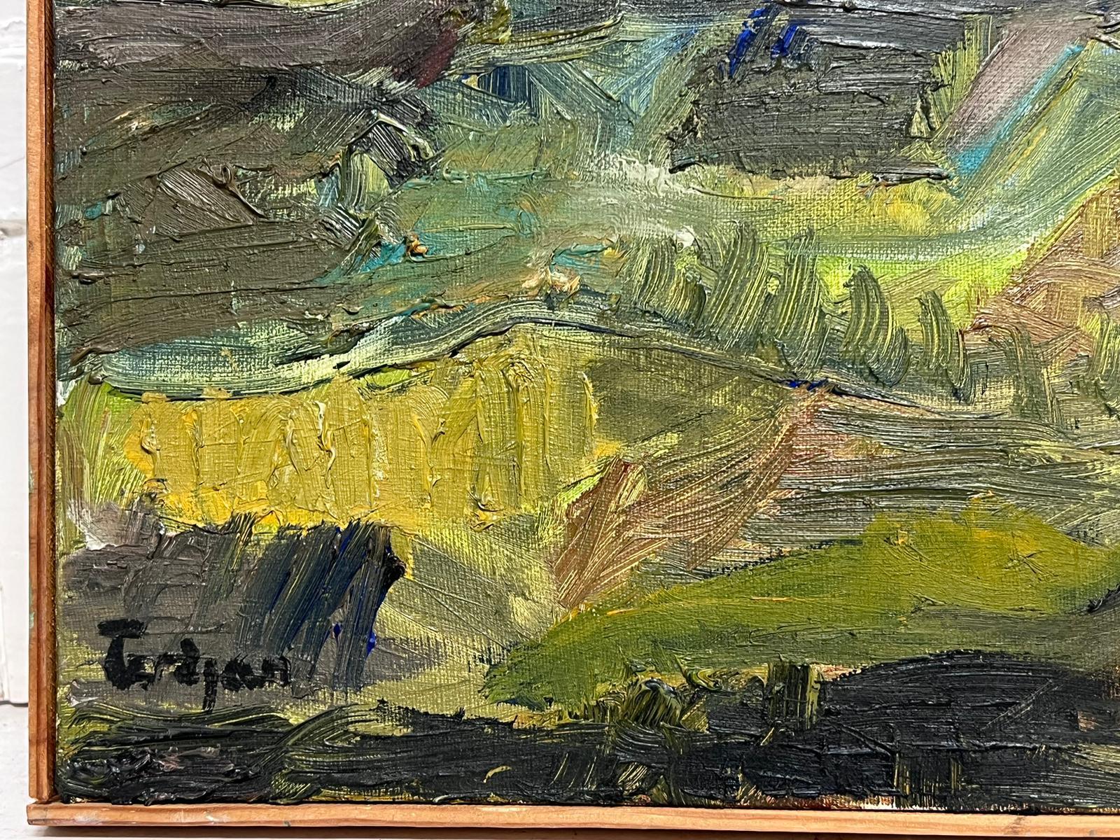 Französischer Expressionist Schlammige grüne & braune Landschaft Sehr dickes Öl-Impasto  (Expressionismus), Painting, von French School 