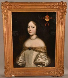 French School 17th Century"Portrait with Coat of Arms Margueritte de Boutteville