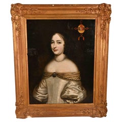 École française du XVIIe siècle" Portrait avec armoiries Margueritte de Boutteville