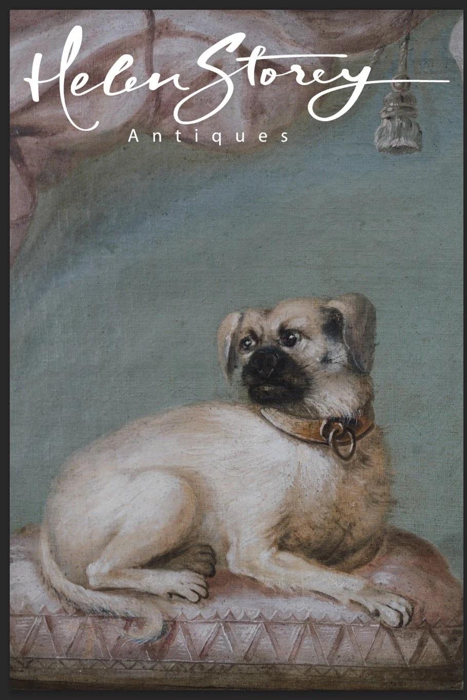 Óleo sobre lienzo Pug de la escuela francesa del siglo XVIII en Bueno estado para la venta en Charlottesville, VA