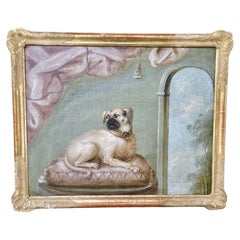 French School 18th Century Pug Oil on Canvas