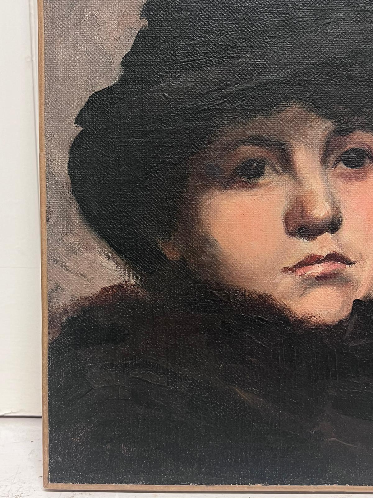 The Lady in a Black Hat
French Impressionist painter from the late 19th century
oil on canvas
canvas: 11 x 9 inches
provenance: private collection, Paris, France
condition: very good and sound condition