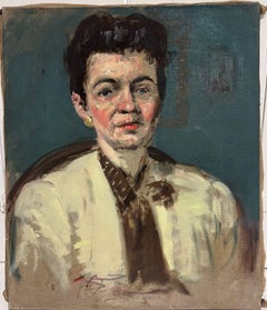 1930's French Portrait of Lady Impressionist Ölgemälde auf Leinwand