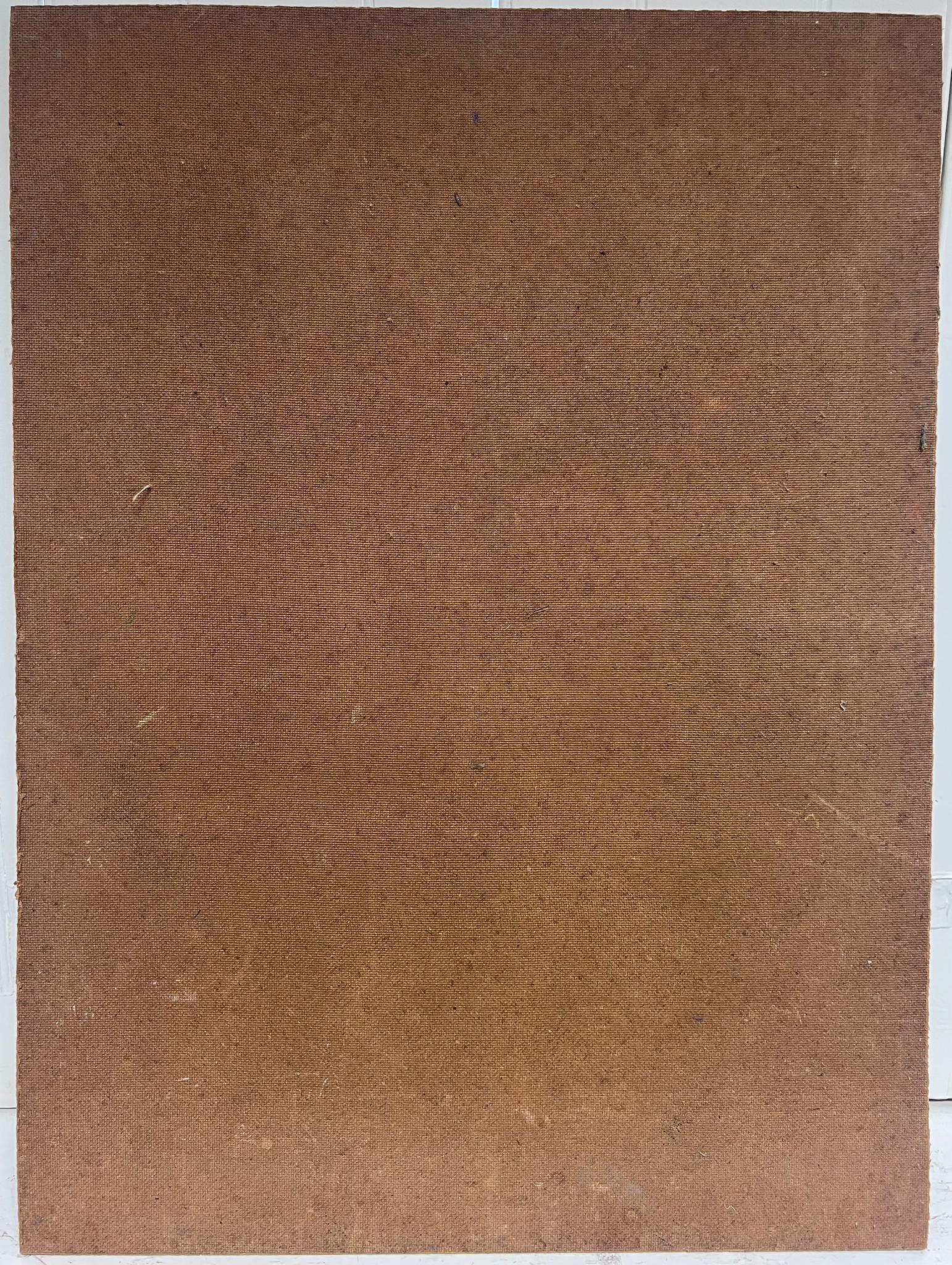 1960er Jahre Französisch abstrakte Ölgemälde kubistische Formen rosa grau Farben im Angebot 3