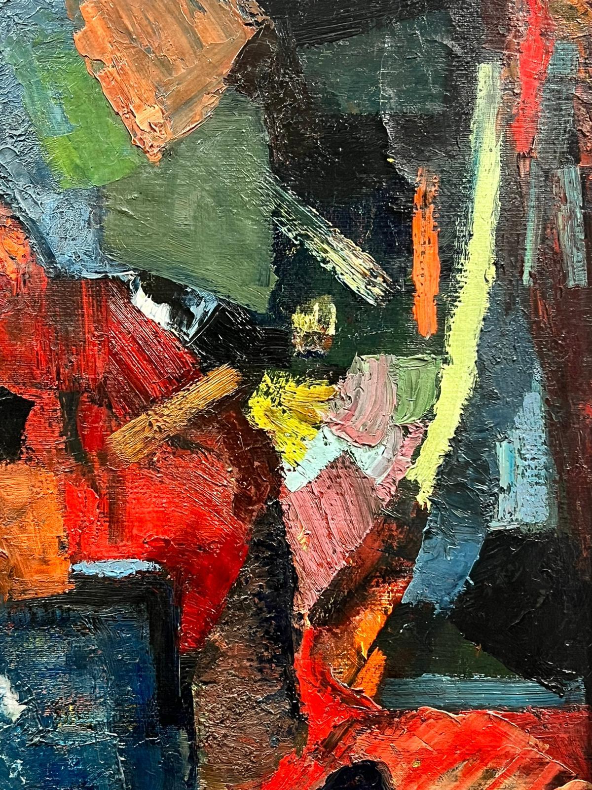 Vernice ad olio su tela cubista francese del 1960, luminosa e spessa 1