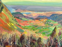 1960's French Signed Post Impressionist Painting Far Reaching Valley Views
