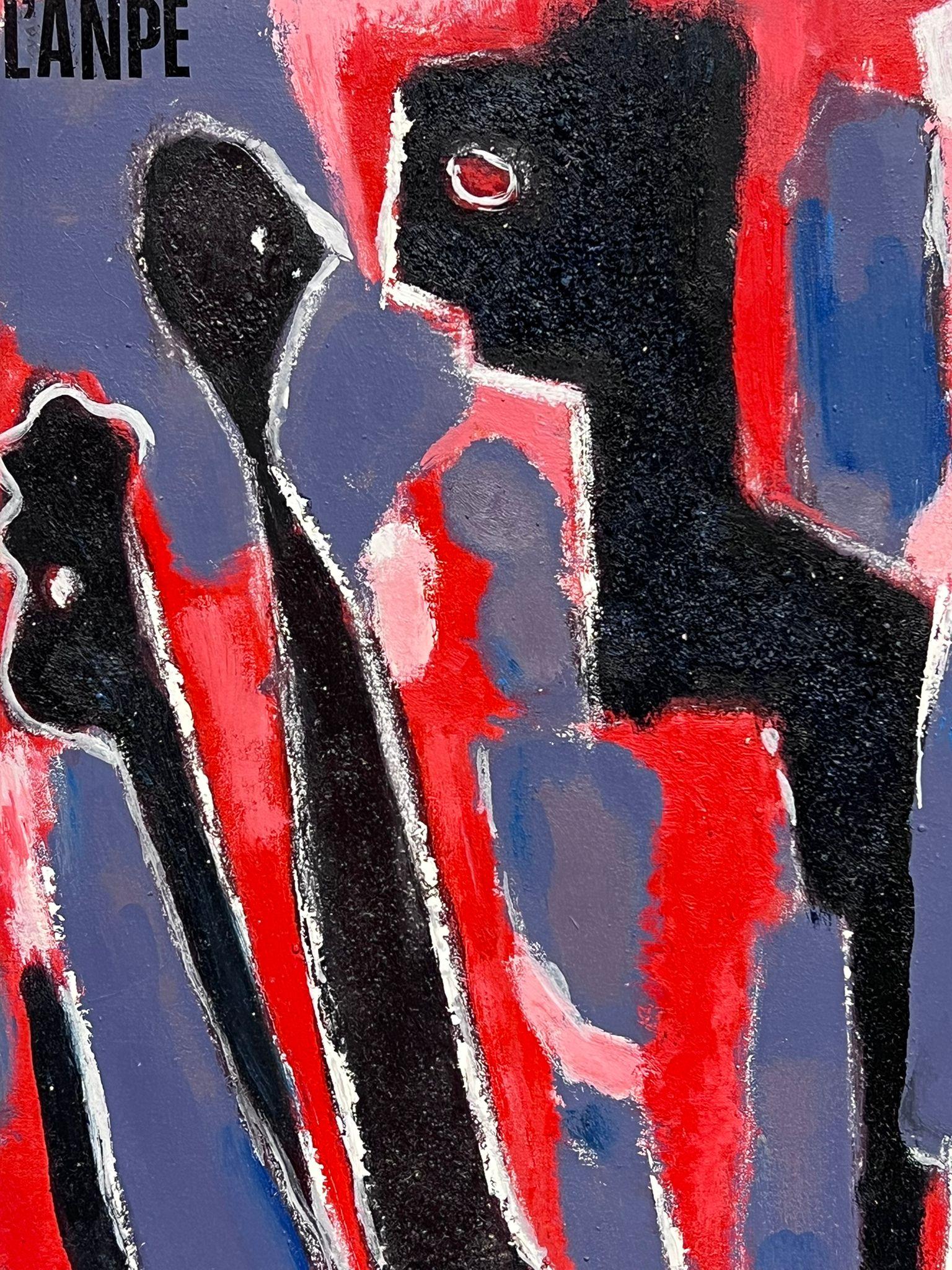 Abstract Figures
French artist, circa 1960's-1970's period
oil on paper stuck on board, framed
in mounted card frame
framed: 26 x 20 inches
board: 18 x 12 inches
provenance: private collection, France
condition: very good and sound condition