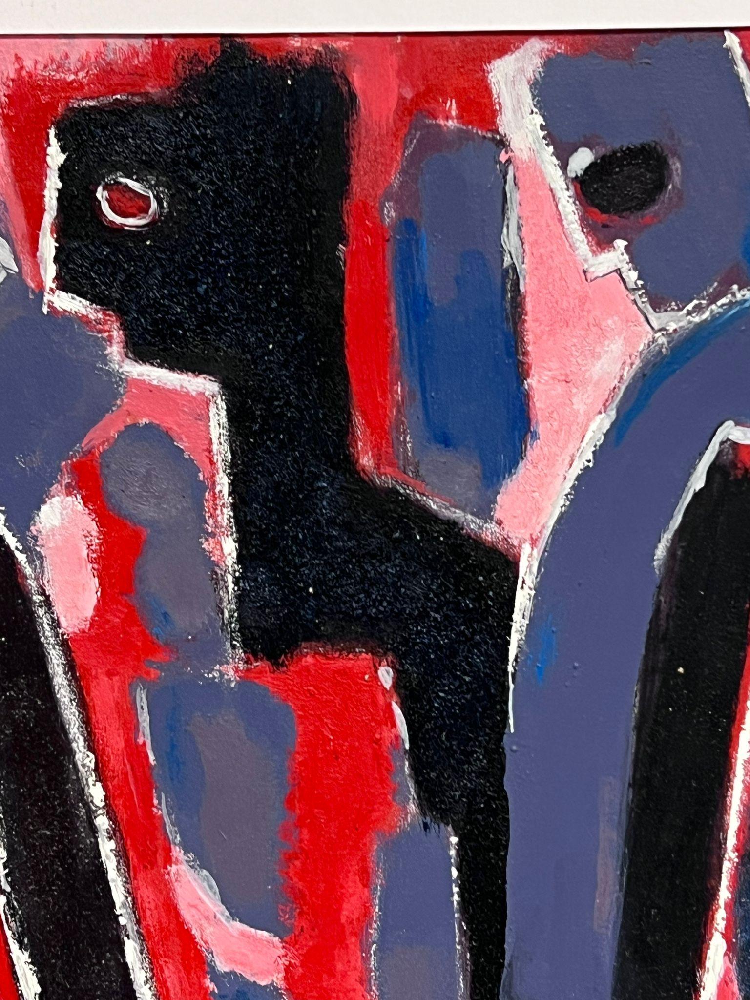 1970's French Abstract Painting Figures Standing Possibly a Poster Design? For Sale 3