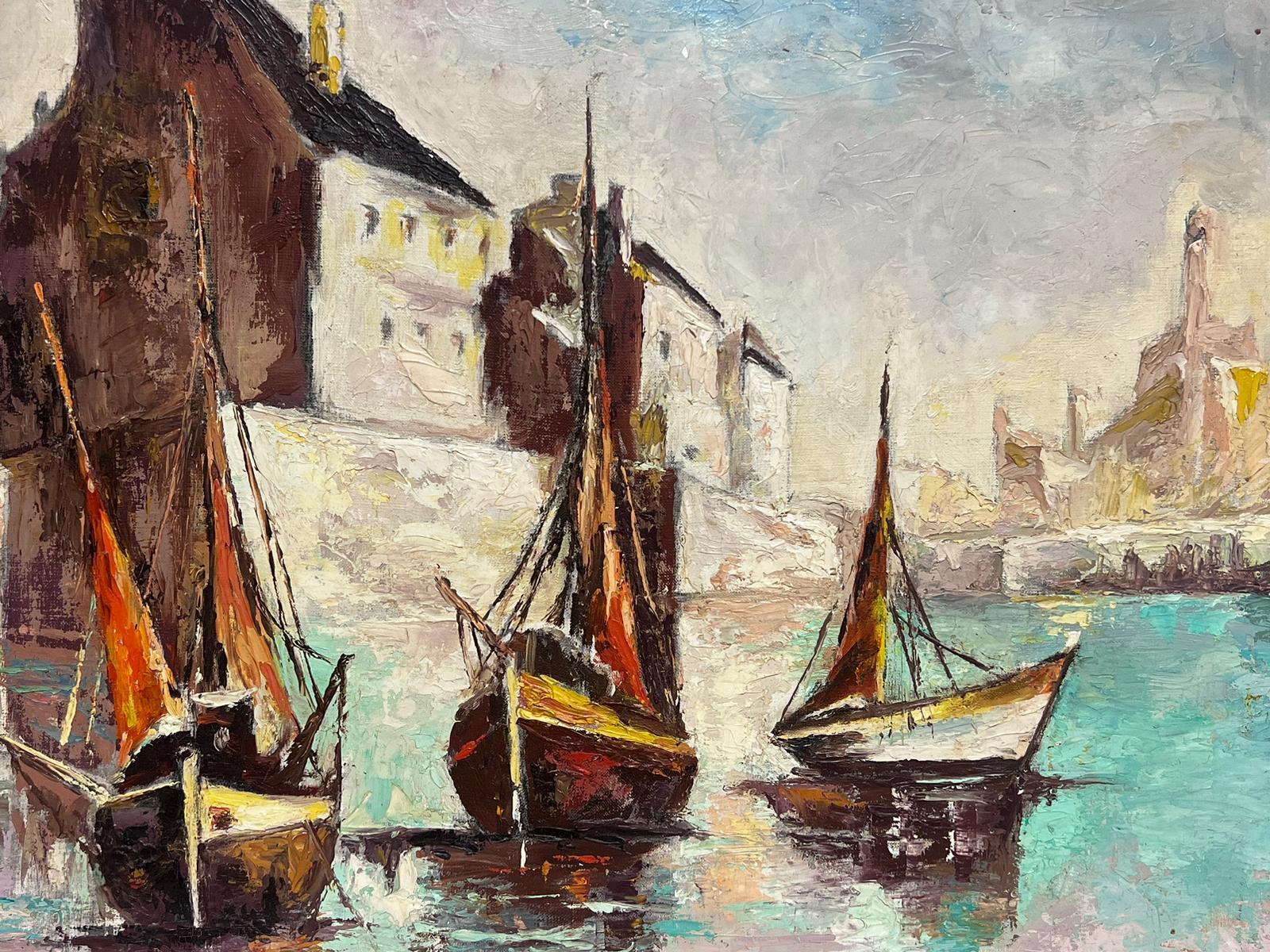 The Sleepy Harbor
French artist signed and dated 1976
oil on canvas, unframed
canvas: 18 x 21.75 inches
provenance: private collection, France
condition: very good and sound condition