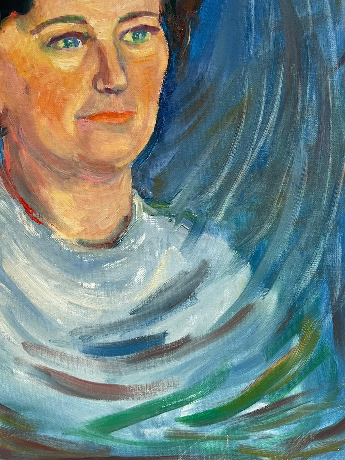 1970's Retrato francés de una dama distinguida Pintura al óleo sobre lienzo d.1975 - Painting Posimpresionista de French School