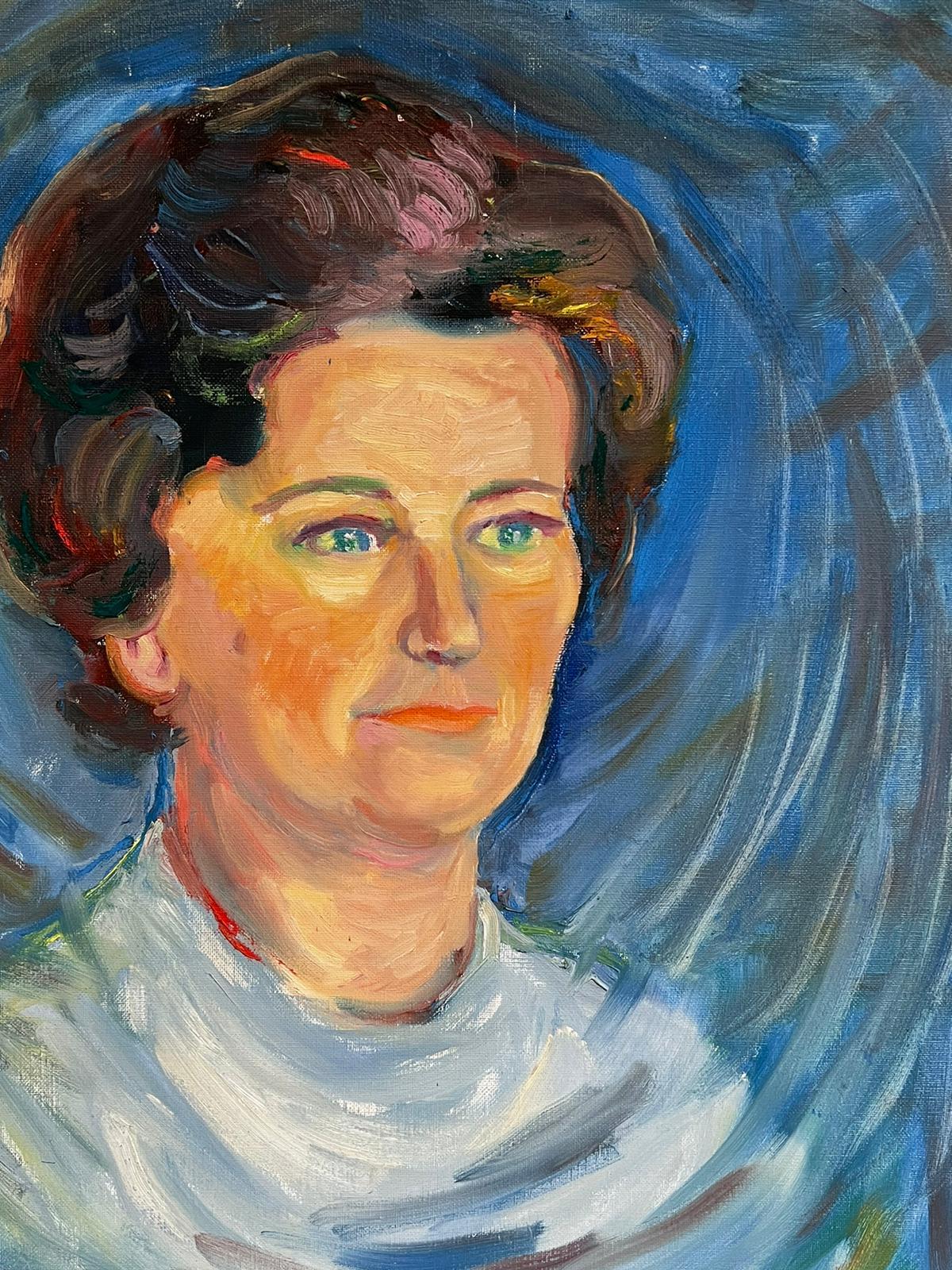 1970's Retrato francés de una dama distinguida Pintura al óleo sobre lienzo d.1975 en venta 1