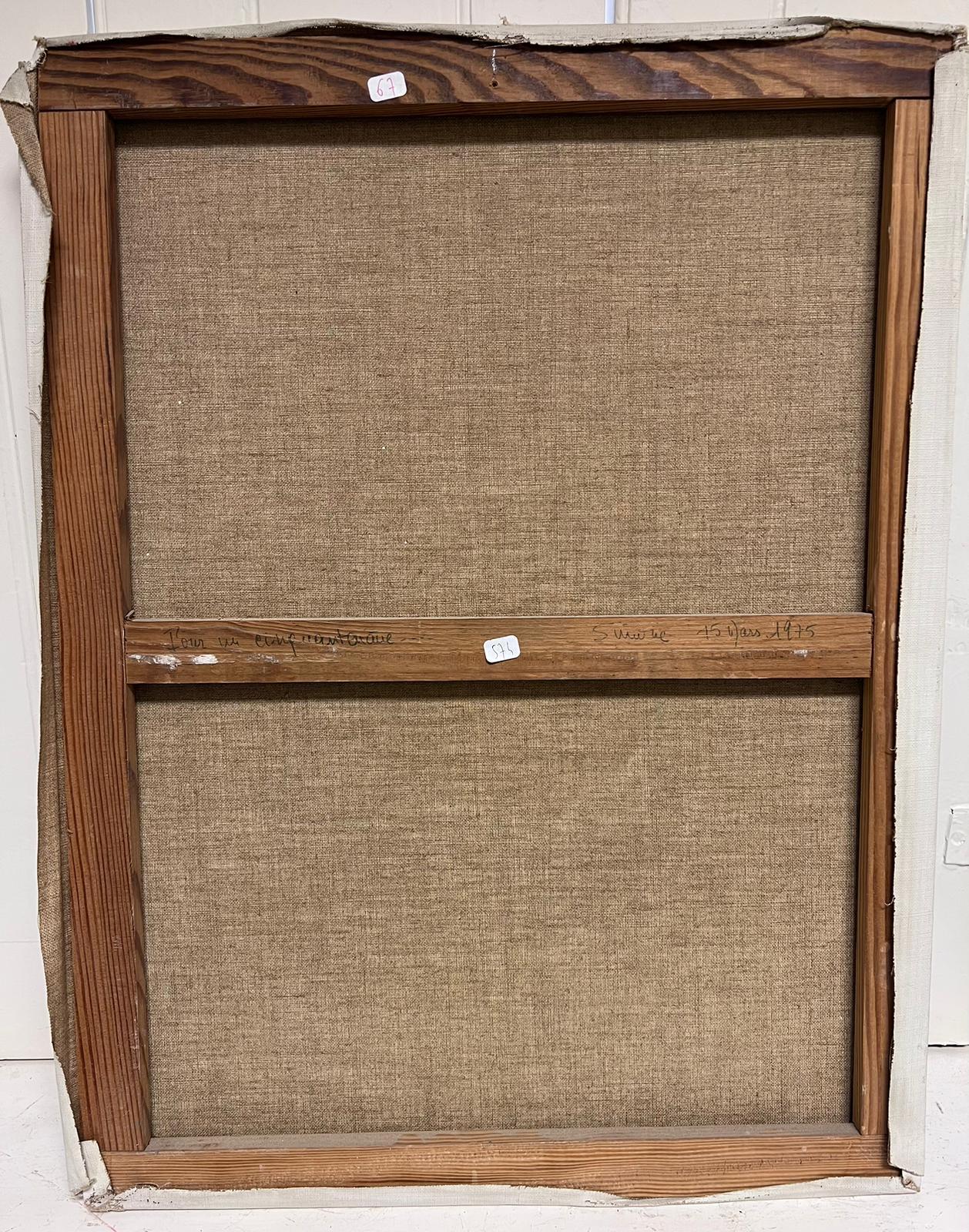 1970's Retrato francés de una dama distinguida Pintura al óleo sobre lienzo d.1975 en venta 2