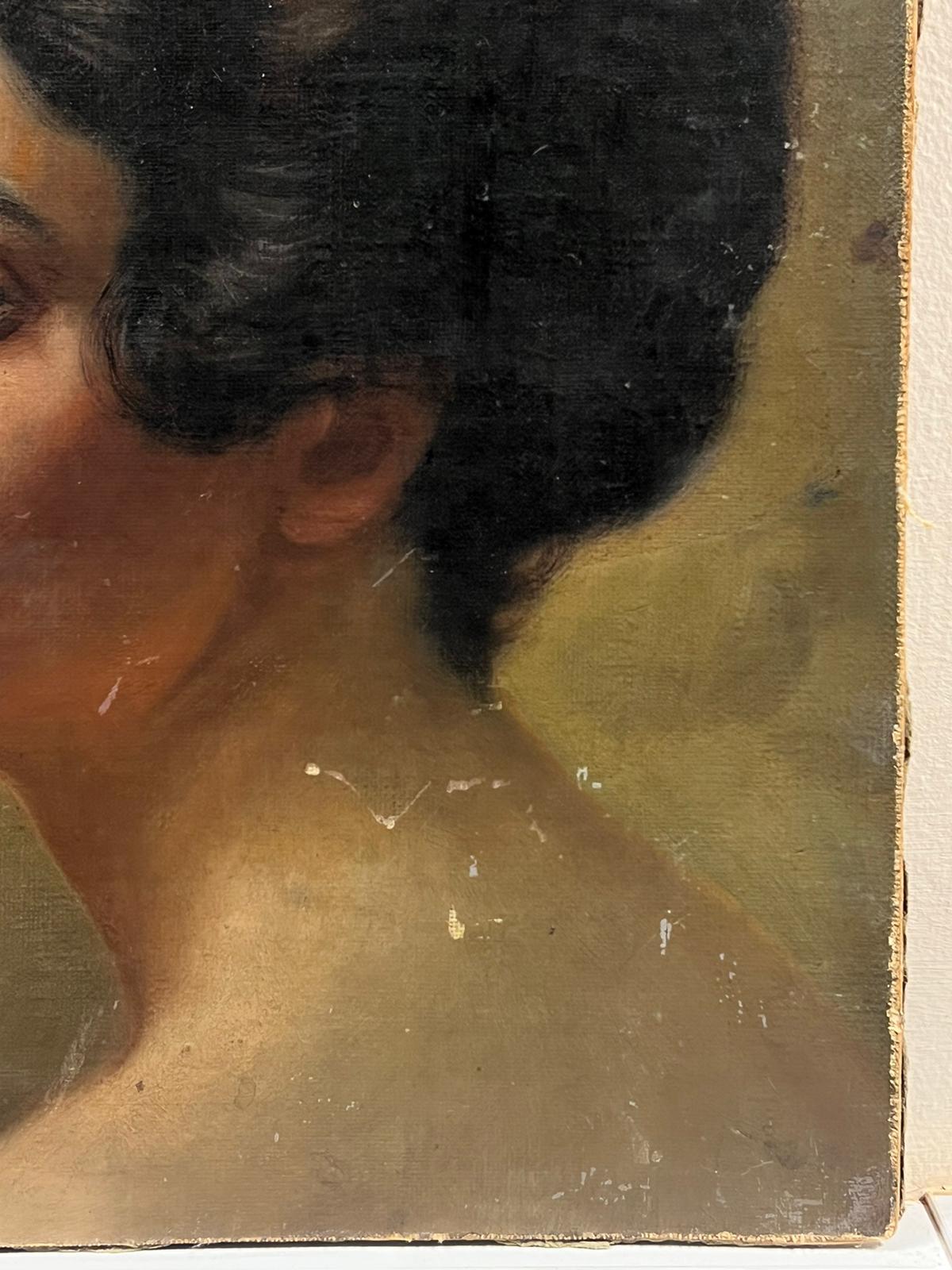 Portrait à l'huile du 19ème siècle de belle qualité représentant une femme réaliste française en vente 1