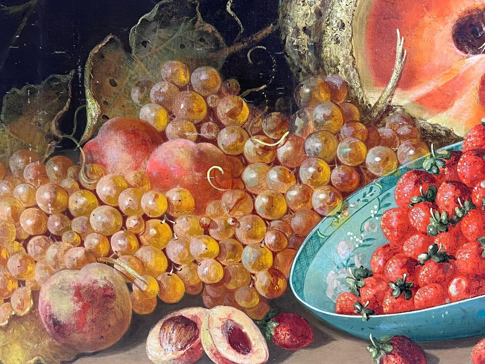 Still Life of Fruit
French School, mid 19th century
indistinctly signed lower right corner
oil on canvas laid on board, framed
framed: 27 x 35 inches
board: 25 x 33 inches
provenance: private collection, France
condition: very good and sound