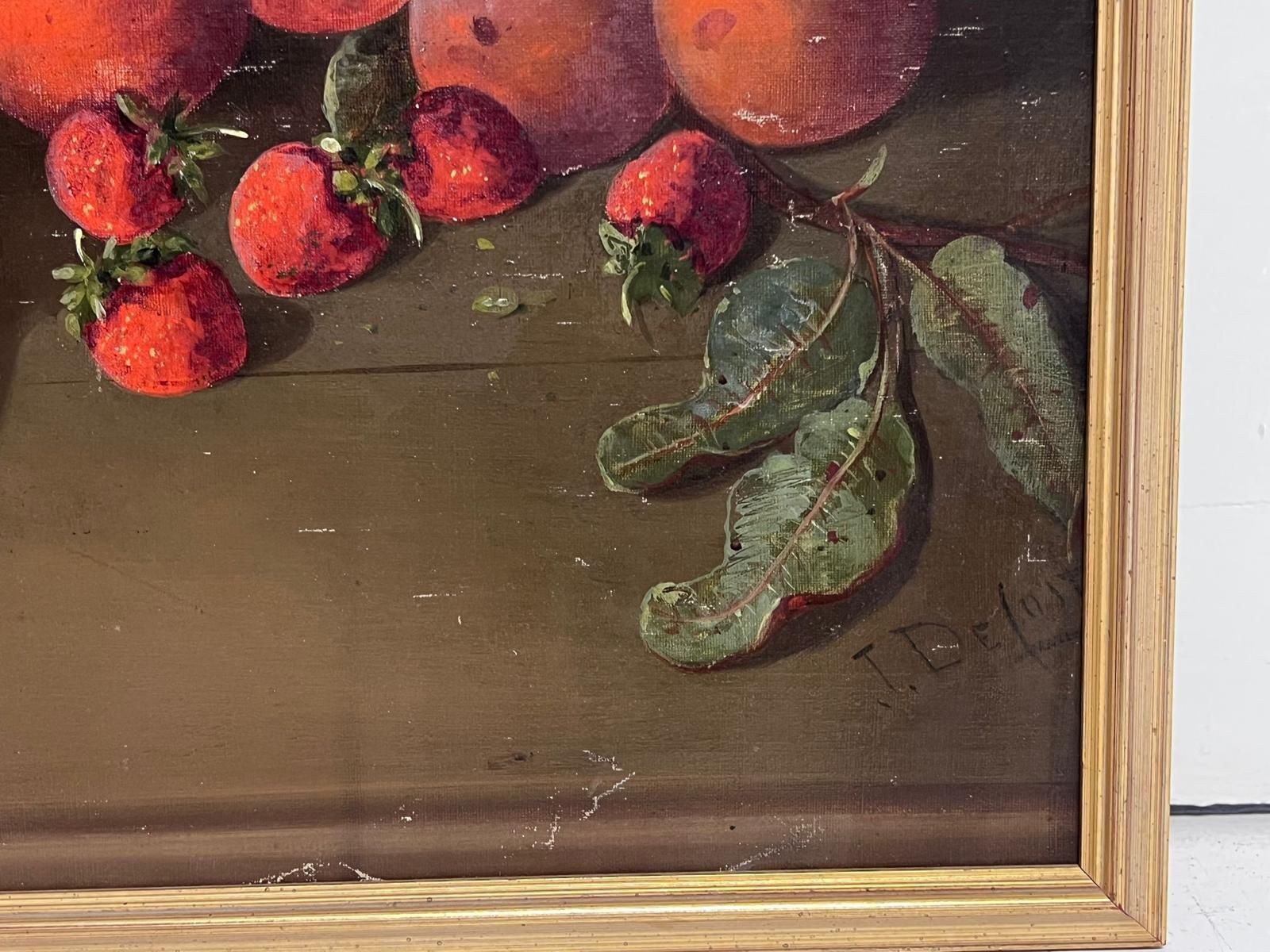 Antique French Still Life Strawberry Bowl Abundant Still Life of Fruit Interior For Sale 2