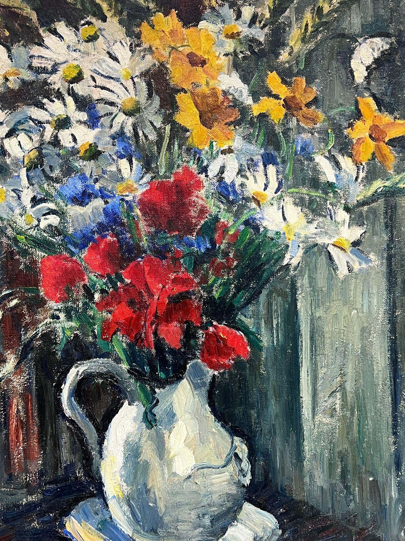 oil paintings of flowers in a vase