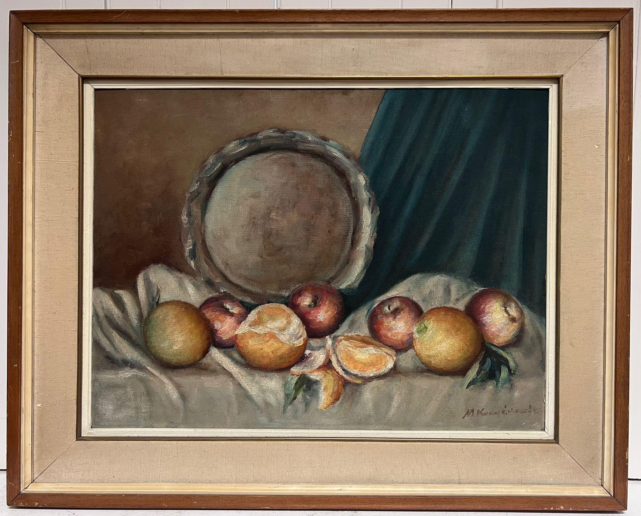 Still Life
French School, mid 20th century
indistinctly signed oil on board, framed
framed: 29 x 36 inches
board: 21.5 x 30 inches
provenance: private collection, France
condition: very good and sound condition
