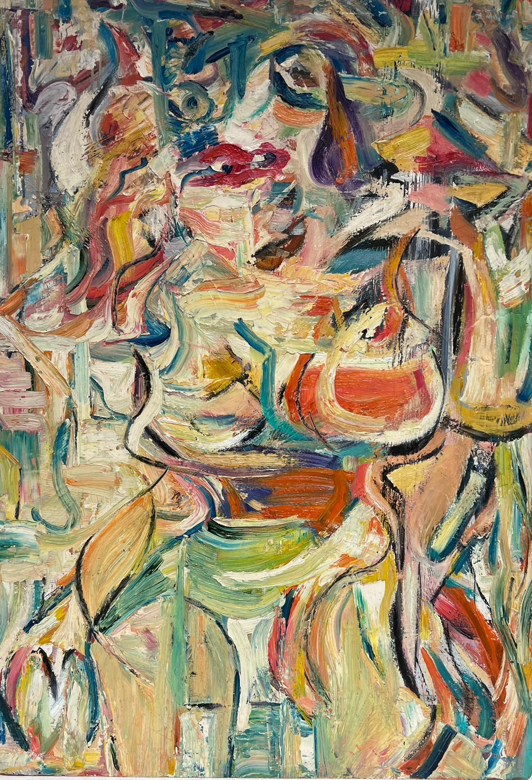 Portrait expressionniste français du milieu du 20e siècle, portrait abstrait à l'huile en pâte très épaisse  - Painting de French School