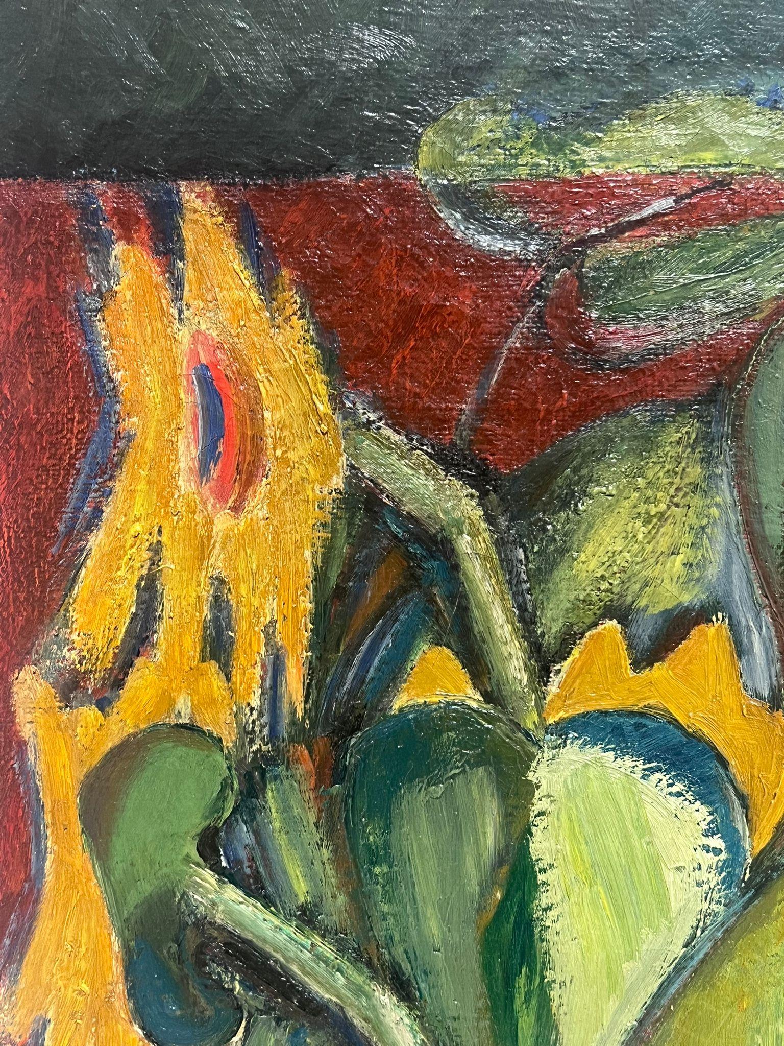 SunFlowers in Vase, französisches postimpressionistisches, signiertes Ölgemälde, Mitte des 20. Jahrhunderts (Post-Impressionismus), Painting, von French School